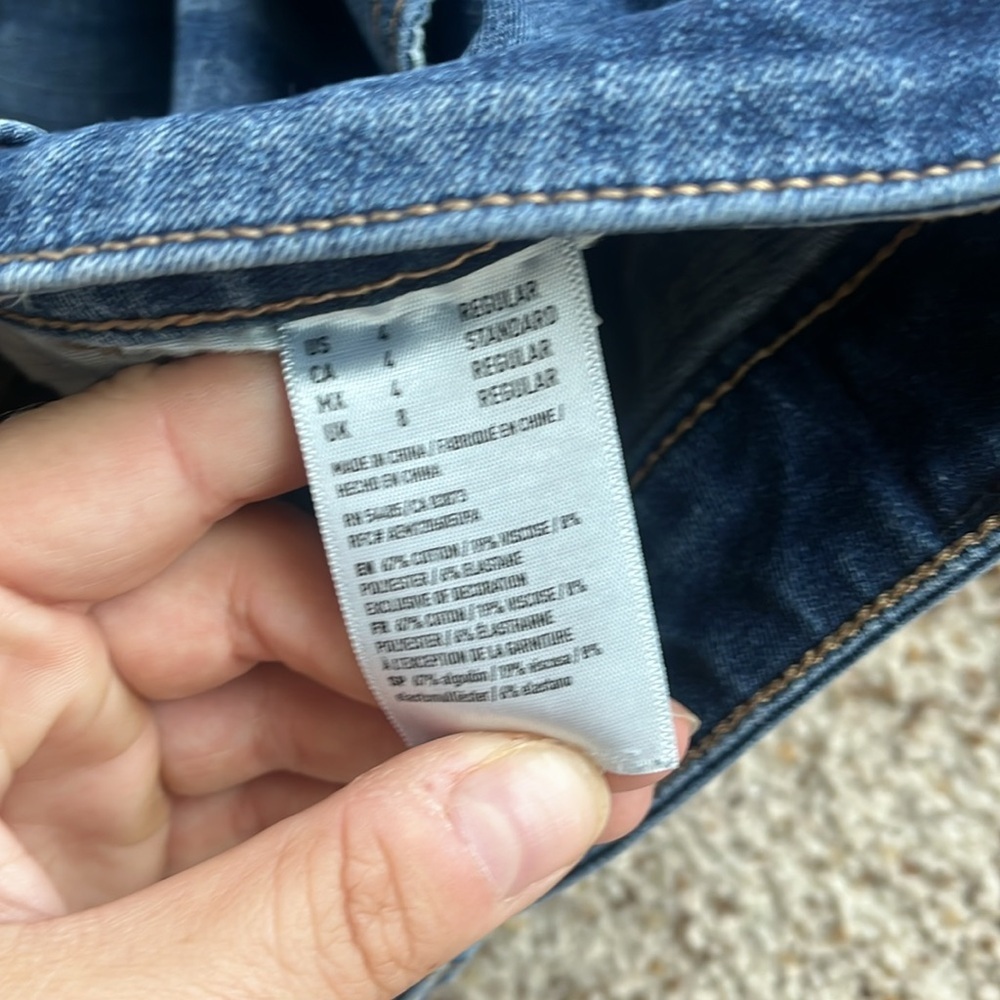 american eagle High Rise Blue Distressed skinny y2k ripped Denim jeans - Picture 4 of 7